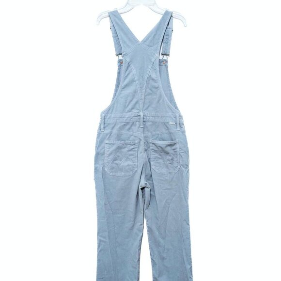 MOTHER Patch Rambler Stone Blue Corduroy Overalls - Picture 9 of 14